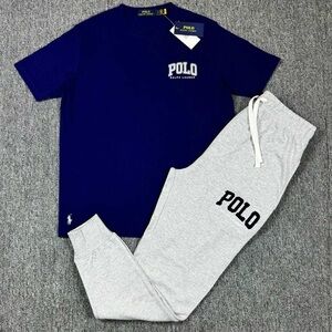 ****NEW!!***Polo Ralph Lauren Navy T-Shirt and Gray Sweatpants Set